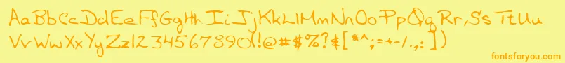 フォントLehn057 – オレンジの文字が黄色の背景にあります。