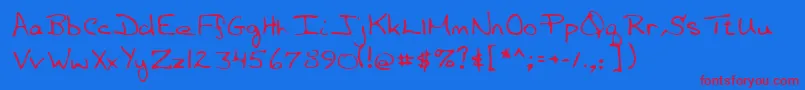 Lehn057 Font – Red Fonts on Blue Background