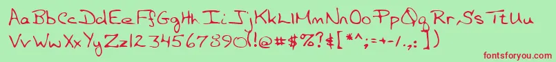 Lehn057-Schriftart – Rote Schriften auf grünem Hintergrund