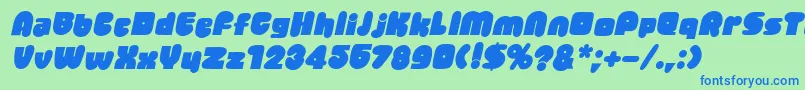 JellybeanItalic Font – Blue Fonts on Green Background