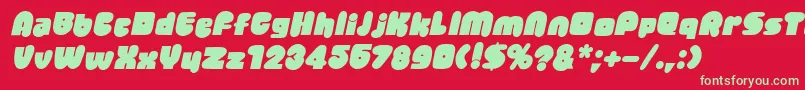 JellybeanItalic Font – Green Fonts on Red Background