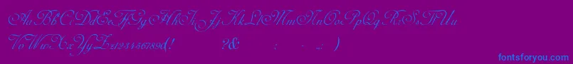 AdinekirnbergS-Schriftart – Blaue Schriften auf violettem Hintergrund