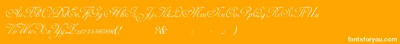 AdinekirnbergS-Schriftart – Weiße Schriften auf orangefarbenem Hintergrund