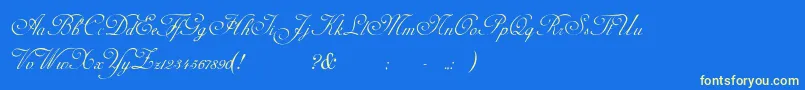 AdinekirnbergS-Schriftart – Gelbe Schriften auf blauem Hintergrund