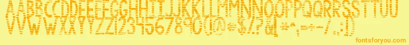 Kgbythegraceofgod-fontti – oranssit fontit keltaisella taustalla
