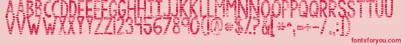 Fonte Kgbythegraceofgod – fontes vermelhas em um fundo rosa