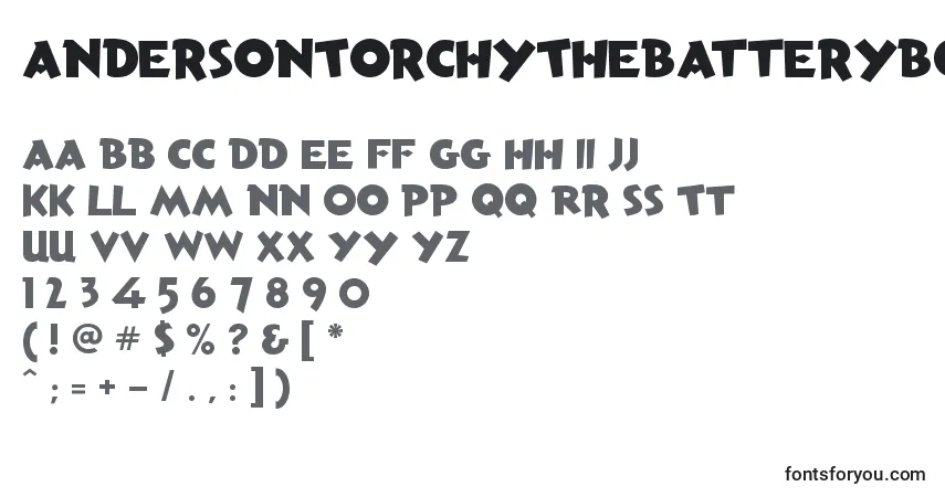 A fonte AndersonTorchyTheBatteryBoy – alfabeto, números, caracteres especiais
