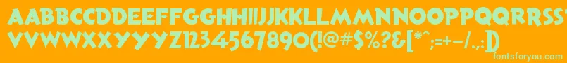 Czcionka AndersonTorchyTheBatteryBoy – zielone czcionki na pomarańczowym tle