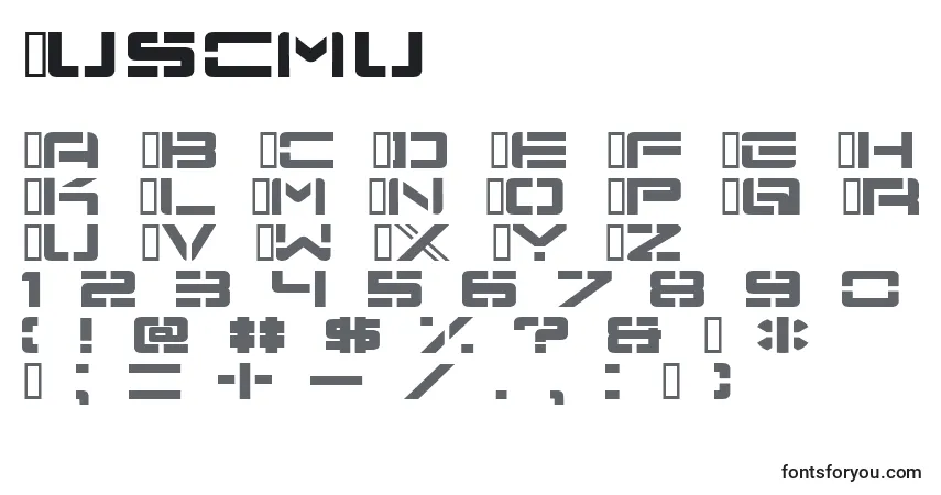 Schriftart Nuscmu – Alphabet, Zahlen, spezielle Symbole