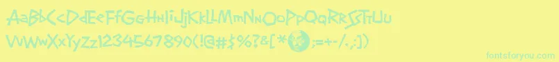 Czcionka Screwbal – zielone czcionki na żółtym tle