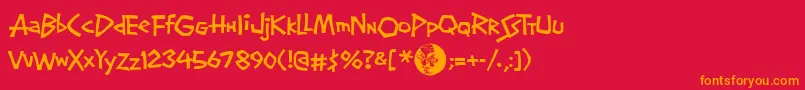 Screwbal Font – Orange Fonts on Red Background