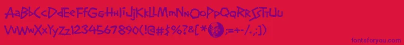 Screwbal-Schriftart – Violette Schriften auf rotem Hintergrund