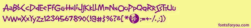 Screwbal Font – Purple Fonts on Yellow Background