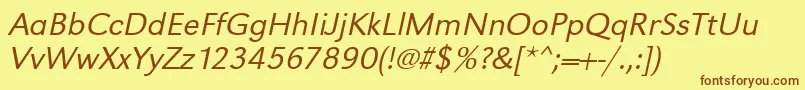 UrwgrotesktligwidOblique Font – Brown Fonts on Yellow Background