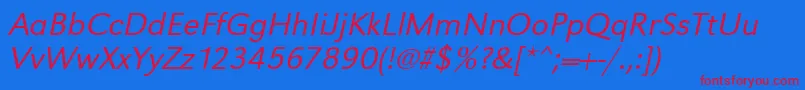 UrwgrotesktligwidOblique Font – Red Fonts on Blue Background