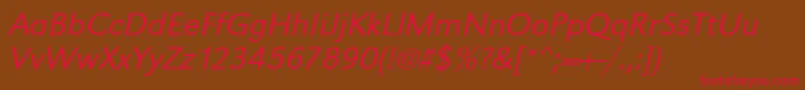 UrwgrotesktligwidOblique-Schriftart – Rote Schriften auf braunem Hintergrund