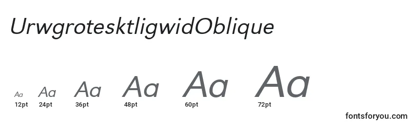 Размеры шрифта UrwgrotesktligwidOblique