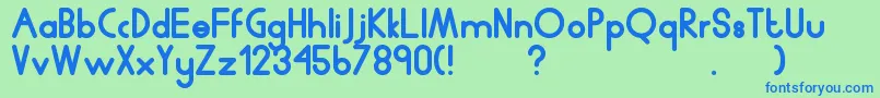 Humanp.JChubby Font – Blue Fonts on Green Background