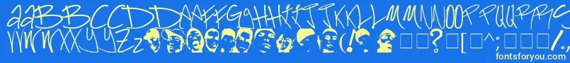 Kadafia Font – Yellow Fonts on Blue Background