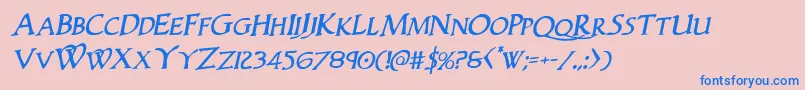 Woodgodrotal Font – Blue Fonts on Pink Background