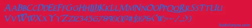 Woodgodrotal Font – Blue Fonts on Red Background