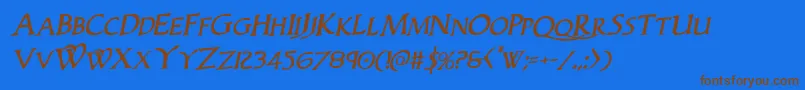 Woodgodrotal Font – Brown Fonts on Blue Background