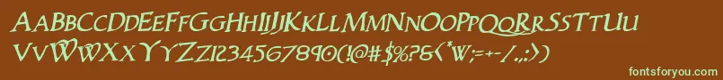 Woodgodrotal Font – Green Fonts on Brown Background