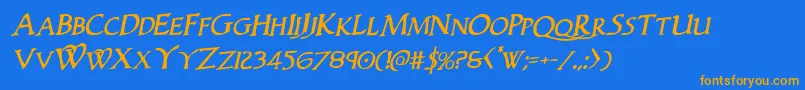 Woodgodrotal Font – Orange Fonts on Blue Background