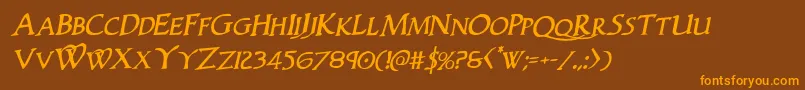 Woodgodrotal Font – Orange Fonts on Brown Background
