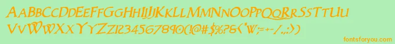 Woodgodrotal Font – Orange Fonts on Green Background