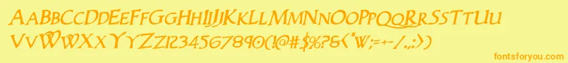 Woodgodrotal Font – Orange Fonts on Yellow Background