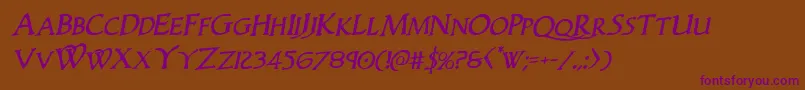Woodgodrotal Font – Purple Fonts on Brown Background