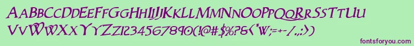 Woodgodrotal Font – Purple Fonts on Green Background