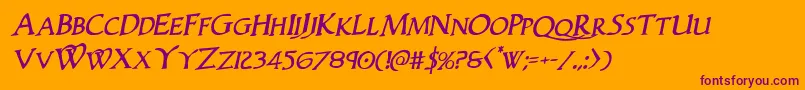 Woodgodrotal Font – Purple Fonts on Orange Background