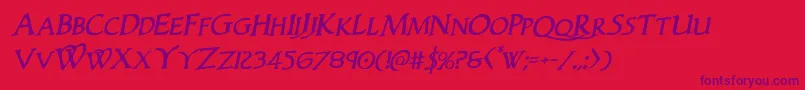 Woodgodrotal Font – Purple Fonts on Red Background