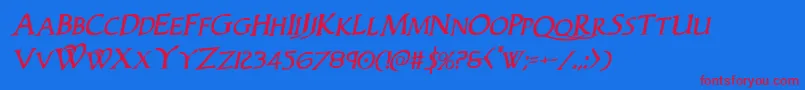 Woodgodrotal Font – Red Fonts on Blue Background