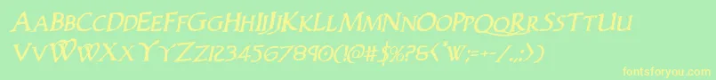 Woodgodrotal Font – Yellow Fonts on Green Background