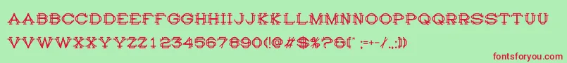Czcionka HistoryRepeatingRegular – czerwone czcionki na zielonym tle