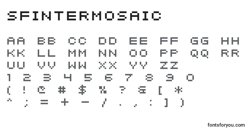Czcionka SfIntermosaic – alfabet, cyfry, specjalne znaki