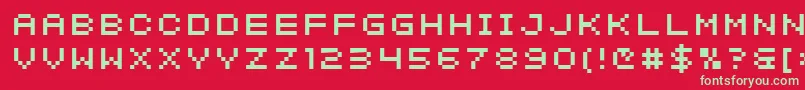 SfIntermosaic-Schriftart – Grüne Schriften auf rotem Hintergrund
