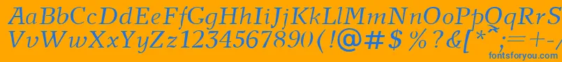 フォントNewJournalItalic – オレンジの背景に青い文字
