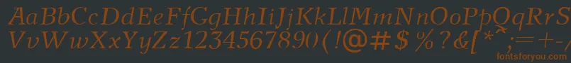 NewJournalItalic-fontti – ruskeat fontit mustalla taustalla