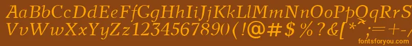 NewJournalItalic Font – Orange Fonts on Brown Background