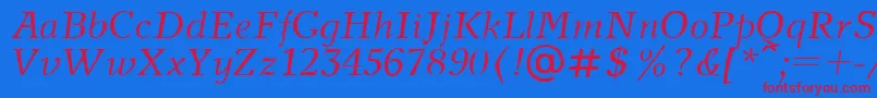 NewJournalItalic Font – Red Fonts on Blue Background