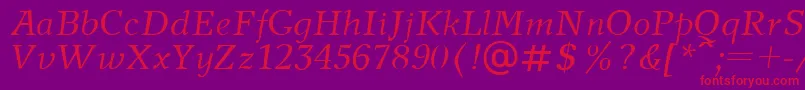 フォントNewJournalItalic – 紫の背景に赤い文字