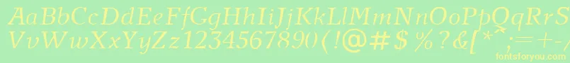 Fonte NewJournalItalic – fontes amarelas em um fundo verde