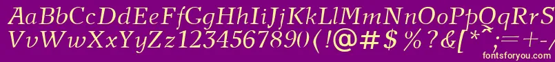 NewJournalItalic Font – Yellow Fonts on Purple Background