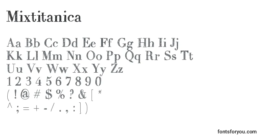 Mixtitanica-fontti – aakkoset, numerot, erikoismerkit
