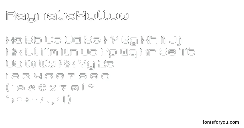 Schriftart RaynalizHollow – Alphabet, Zahlen, spezielle Symbole