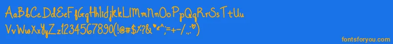 Weitere Informationen zur OnceUponADreamBold-Schriftart OnceUponADreamBold-Schriftart – Orangefarbene Schriften auf blauem Hintergrund
